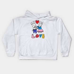 love bunny, rabbits, hand drawing Kids Hoodie